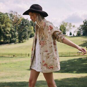 Free People We The Free Floral Tan Utility Jacket